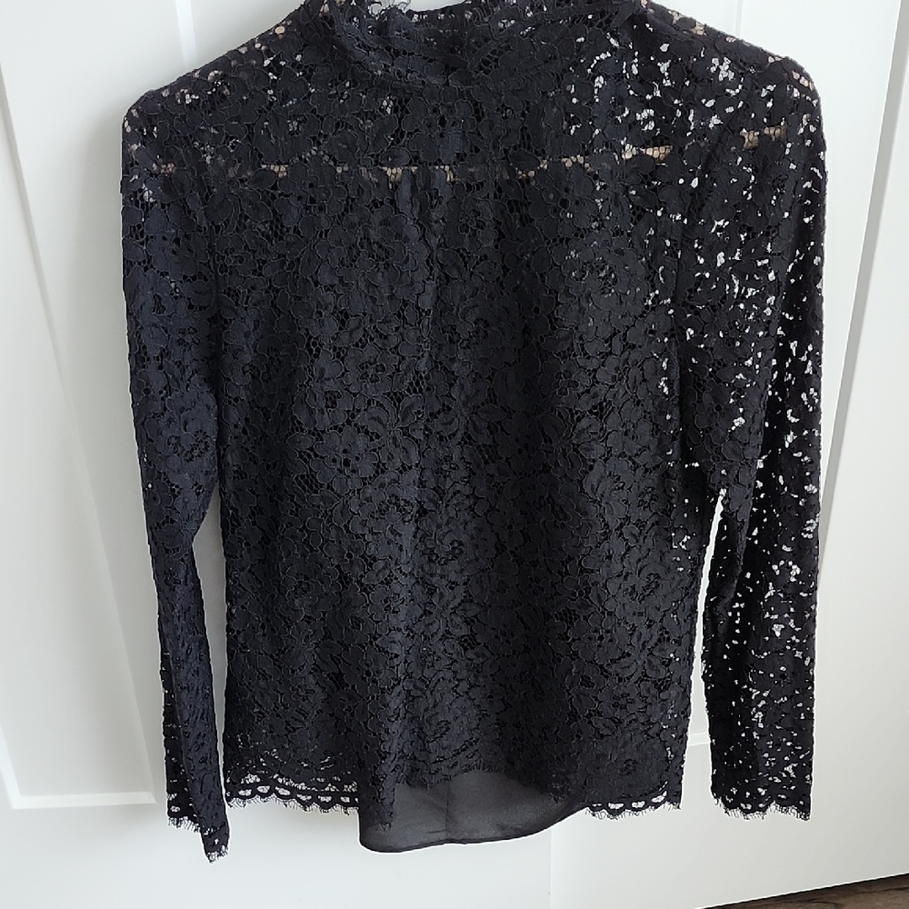 NWOT J. Crew Black Lace Blouse With Black Cami